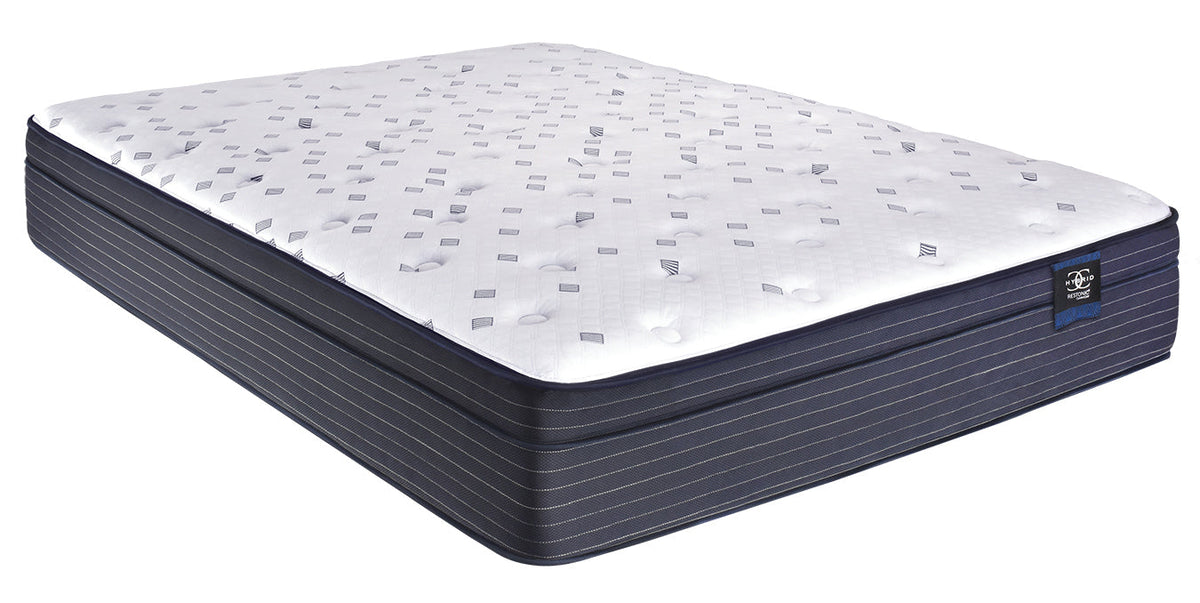 Hybrid Euro Top Mattress with Cooling Comfort - White & Blue