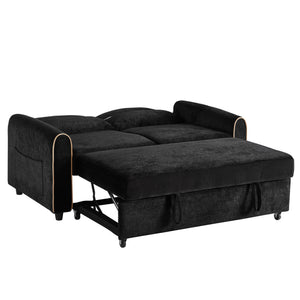 Pull Out Sofa Bed With Adjustable 3 Position Backrest, USB Charging Ports, Side Pockets