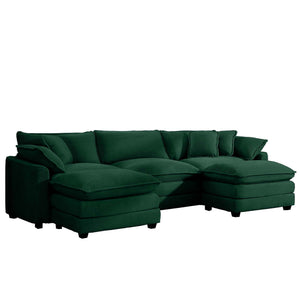Modern Modular Cushion Sofa Set with Ottoman - Fabric, Multiple Colors