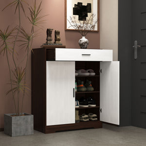 Freestanding Wooden Shoe Cabinet, 4 Tier Organizer With Drawer