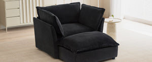 Modern Armchair Sofa 47" Cozy Upholstered Sofa Chair with Movable Ottoman