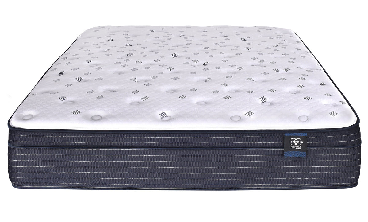 Hybrid Euro Top Mattress with Cooling Comfort - White & Blue