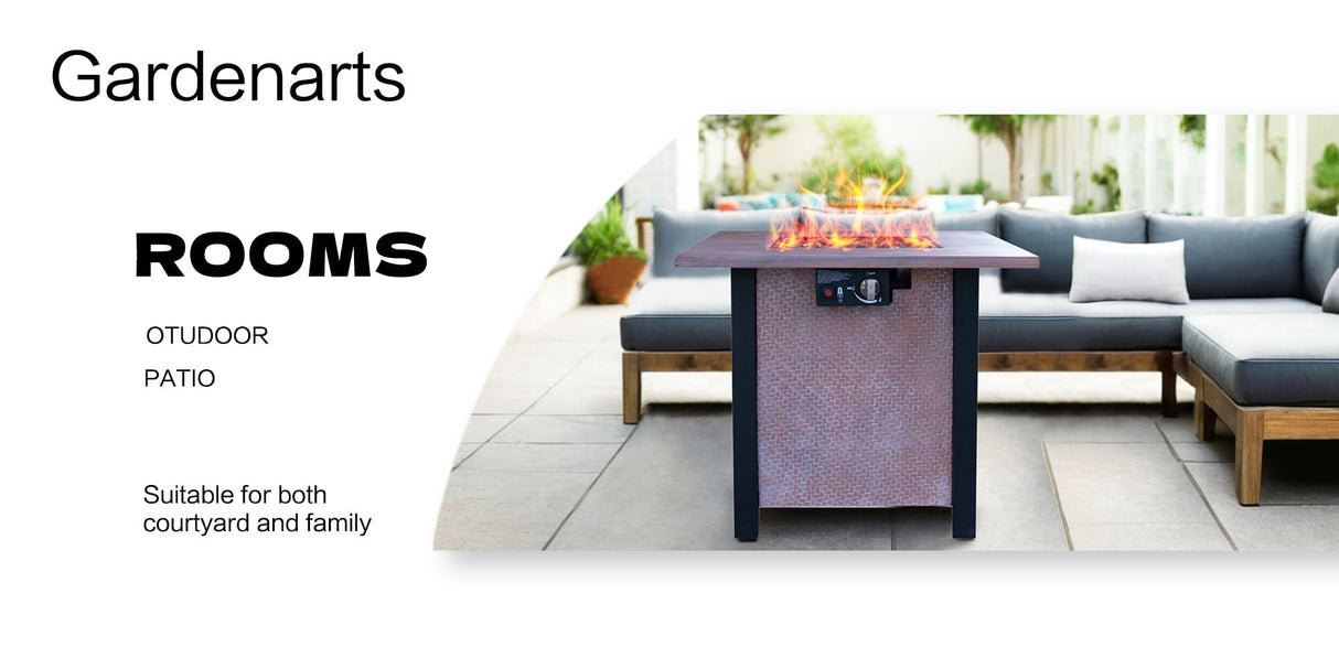25'' H Outdoor Patio Propane Gas Fire Pit Table - 50,000 BTU High-Temperature-Resistant