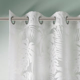 Palm Leaf Burnout White Sheer Window Curtain 50x95