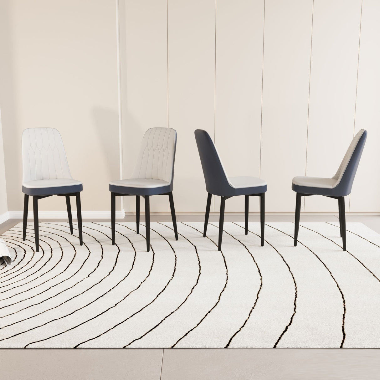 Modern Dining Chair With Cushions And Metal Legs