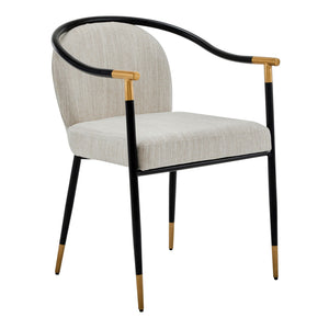 Modern Upholstered Dining Chair Set of 2 - Beige / Black