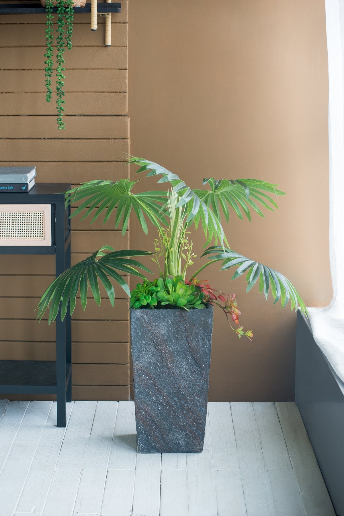 9.4x9.4x18.1" Cement Planter Large