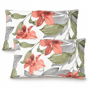 2 Pack Outdoor Lumbar Pillow Covers - Blush Botanical