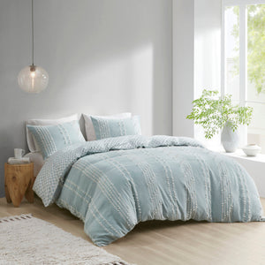 King/Cal King 3 Piece Cotton Jacquard Duvet Cover Set