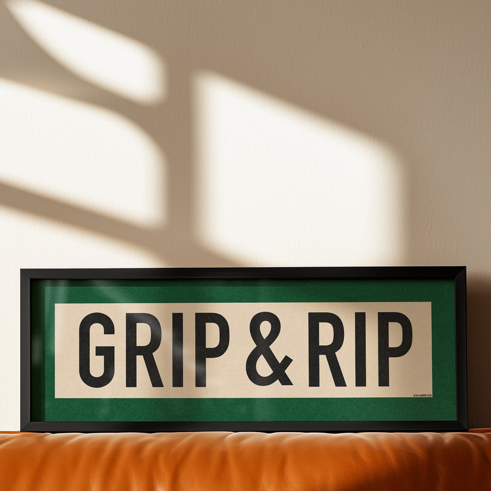 Framed Grip and Rip Golf Art Scroll Sign