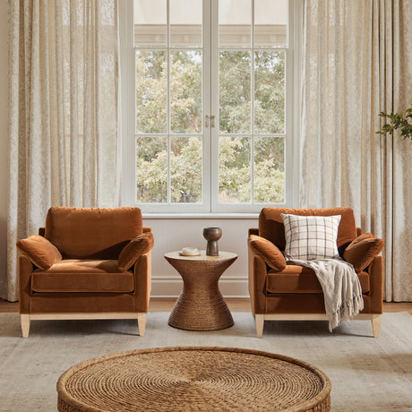 Pasadena-36'-Wide-Modern-Farmhouse-Accent-Arm-Chair,-Burnt-Orange-Performance-Velvet-Accent-Chairs