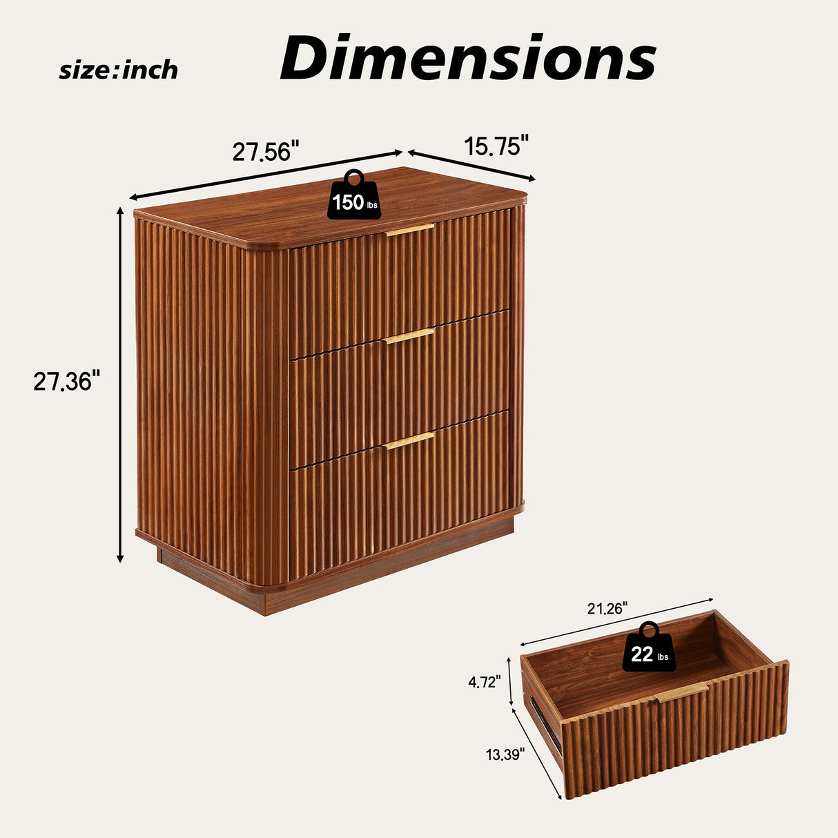 Wide Modern Chest of Drawers, Set of 2