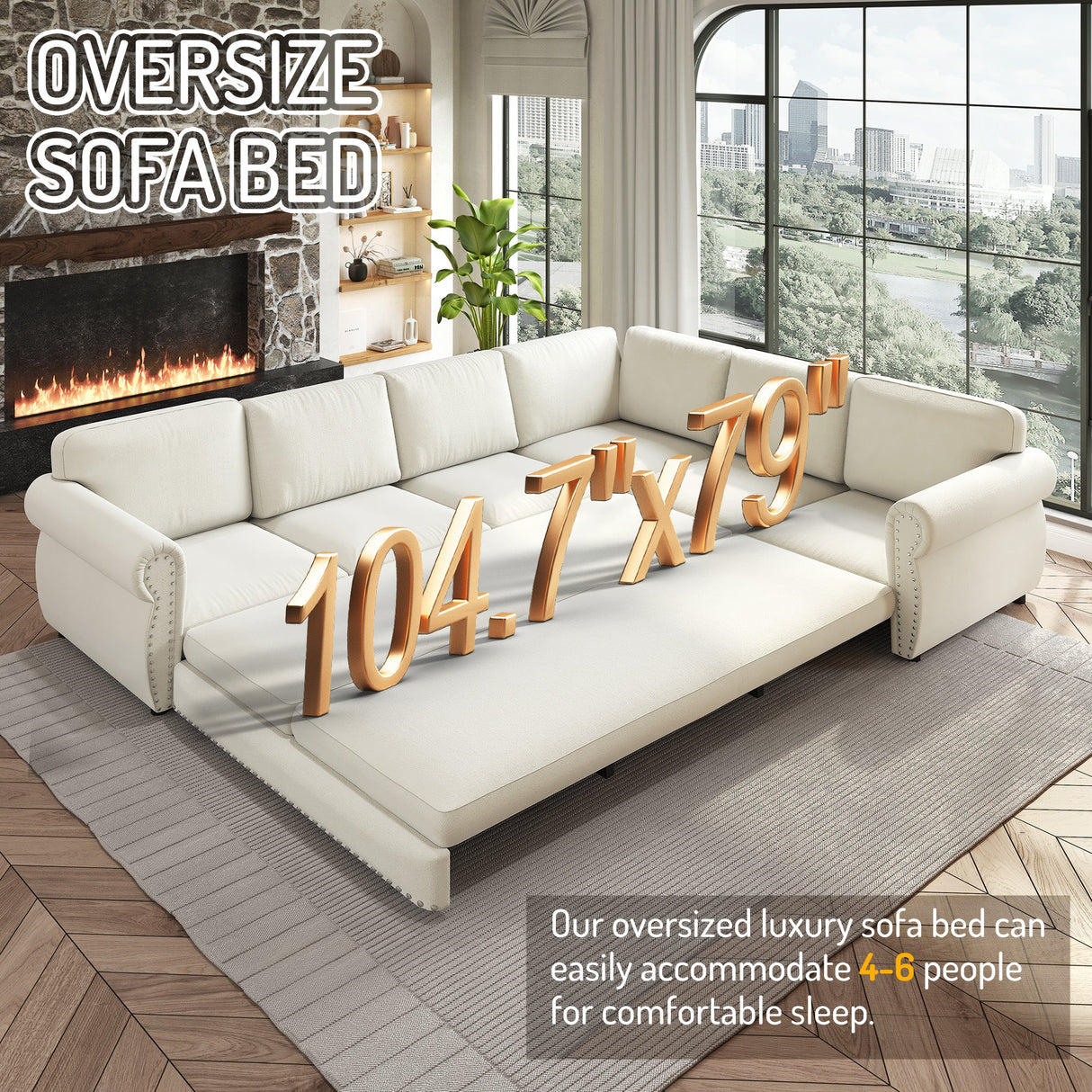 118" L-Shaped Convertible Sofa Bed
