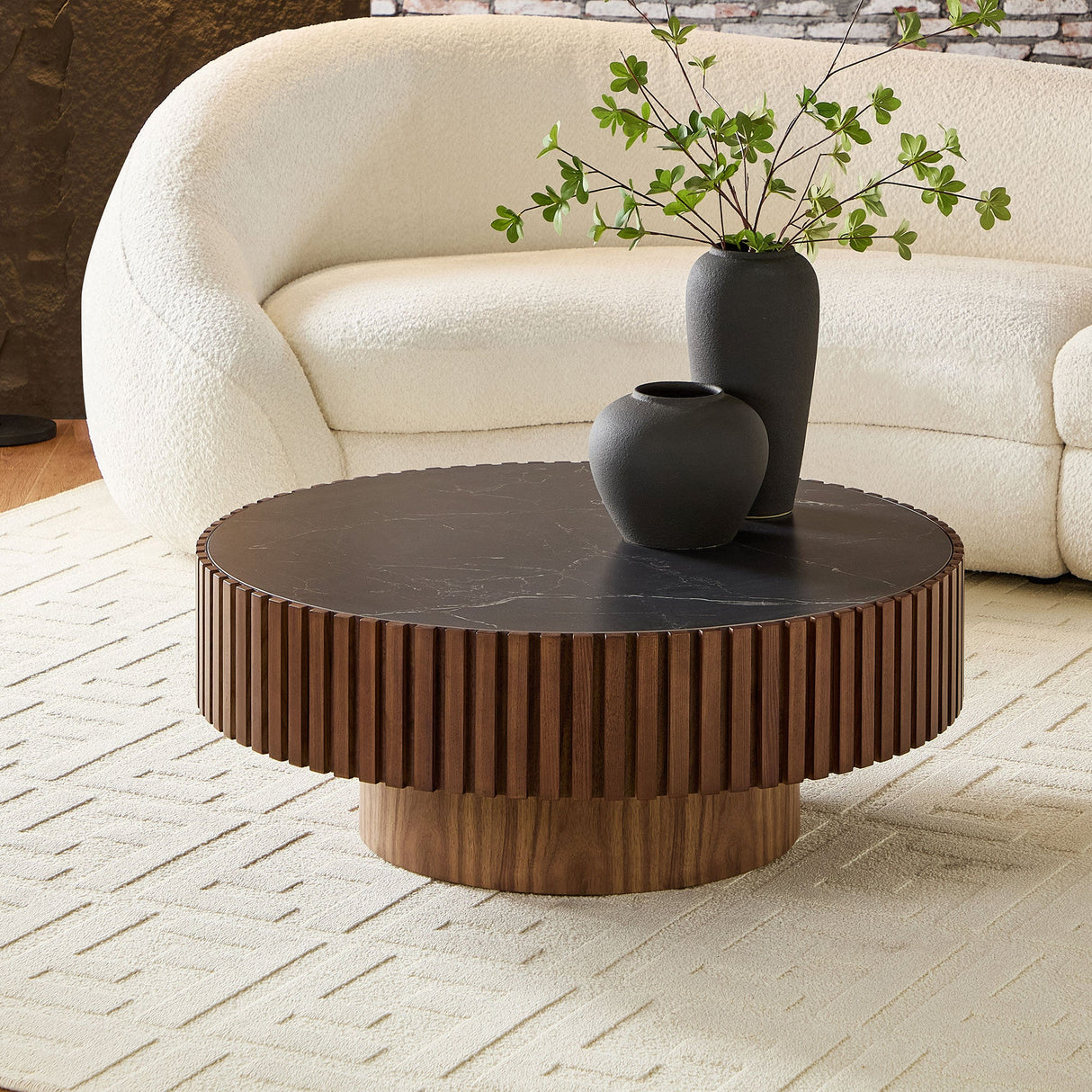 35.43" Nesting Round Sintered Stone Coffee Table