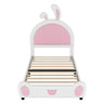 Upholstered Platform Bed With Rabbit Shaped Headboard