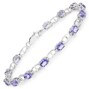 4.29 Carat Genuine Tanzanite .925 Sterling Silver Bracelet