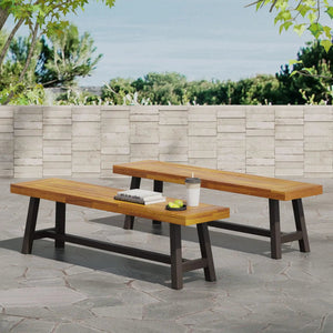 Tranquilizer Outdoor Acacia Wood Bench with Slat Panel Design