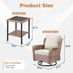 2-Person Outdoor Wicker Swivel Rocker Seating Group