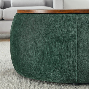 Round Storage Ottoman, 2 In 1 Function, End Table And Ottoman