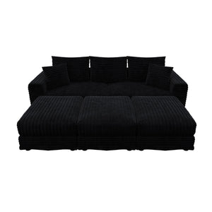Deep Seat Convertible Sofa With Soft Pillows And Ottomans