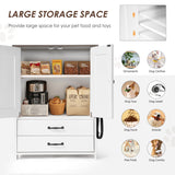 Dog Feeding Station Double Door Locker with 2 Adjustable Dog Bowls - White