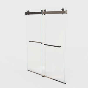 Frameless Double Sliding Soft-Close Shower Door, 3 / 8" (10Mm) Thick SGCC Tempered Glass Door, Matte