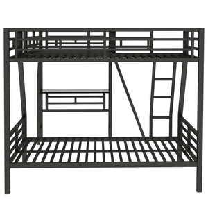 Twin Over Full Bunk Bed With Loft And Desk, L-Shaped Design For 3 Sleepers - Black