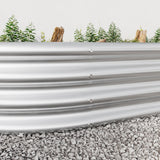 Raised Garden Bed Outdoor Oval Large Metal Raised Planter Bed - Silver