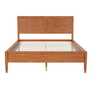 Queen Size Wood Platform Bed Frame with Classic Panel Headboard