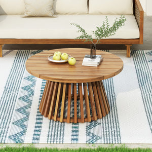 Acacia Wood Patio Furniture Set: Outdoor Daybed & Coffee Table