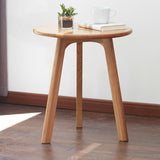 Round Side Table with Solid Oak Wood Frame
