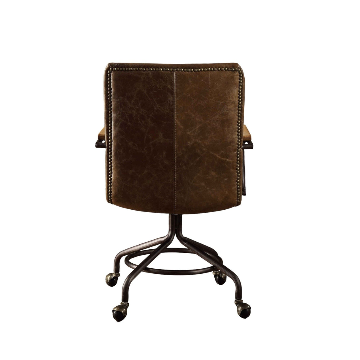 Harith Vintage Top Grain Leather Office Chair - Brown