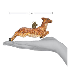 Vintage Deer Ornament Blown Glass Mercury Finish