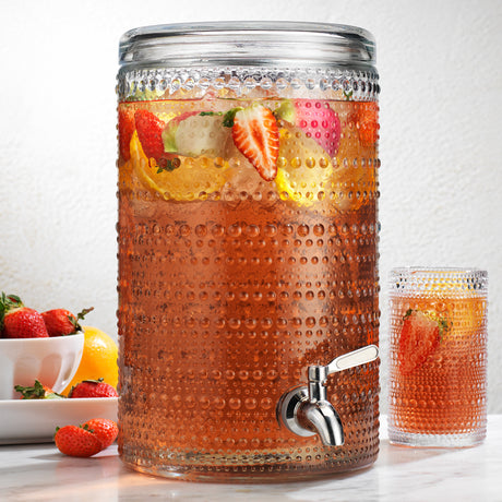 Hobnail Beverage Dispenser With Lid