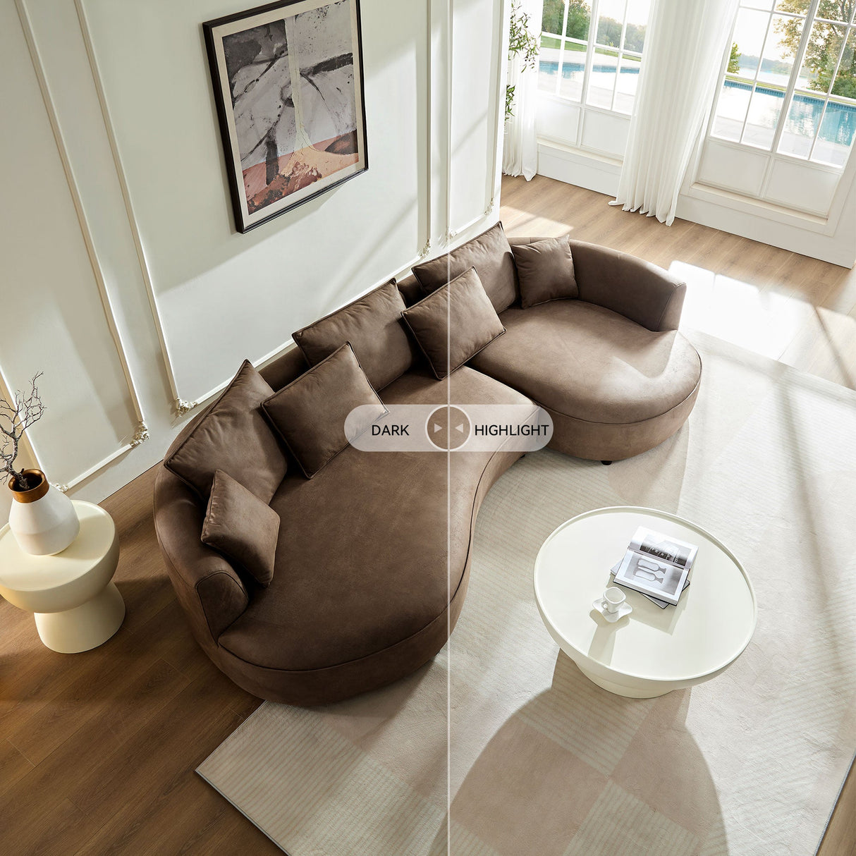 128.74 Inch Modern Sectional Curved Sofa Couch