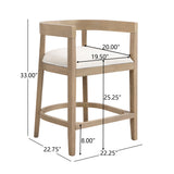 Modern Rubberwood Counter Stool Set of 2 with Upholstered Seats