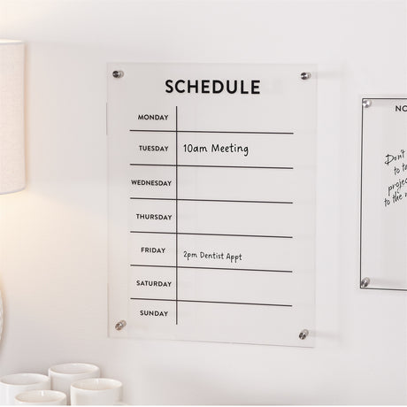 Acrylic dry erase weekly calender 19"h