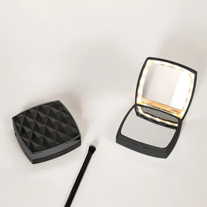 Black 1x/3x Magnifying Rechargeable LED Compact Makeup Mirror