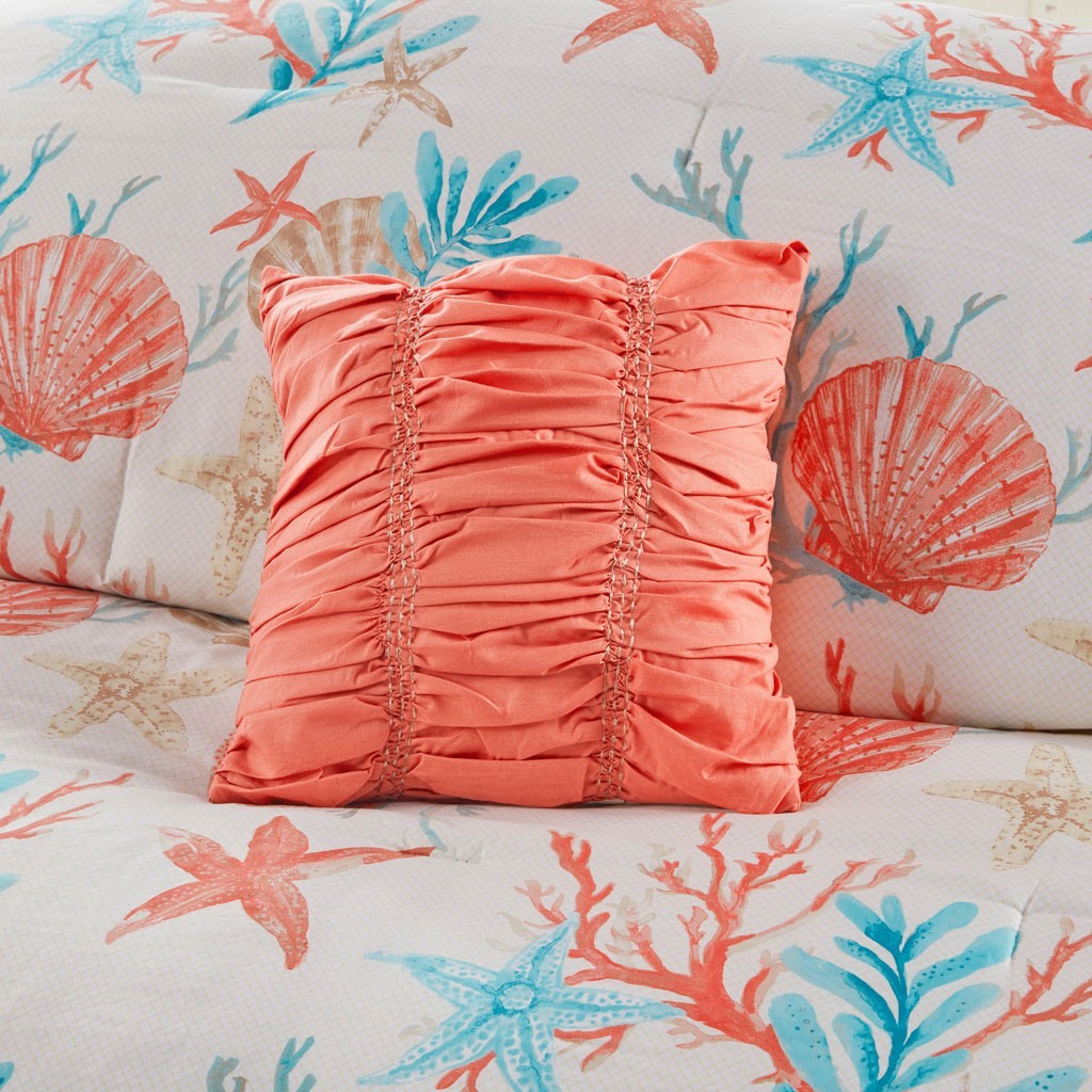 7 Piece Cotton Sateen Comforter Set Coral Cal King