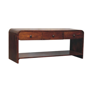 Solid Wood Aspen Slim Media Unit, 3-Drawers, Open Slot