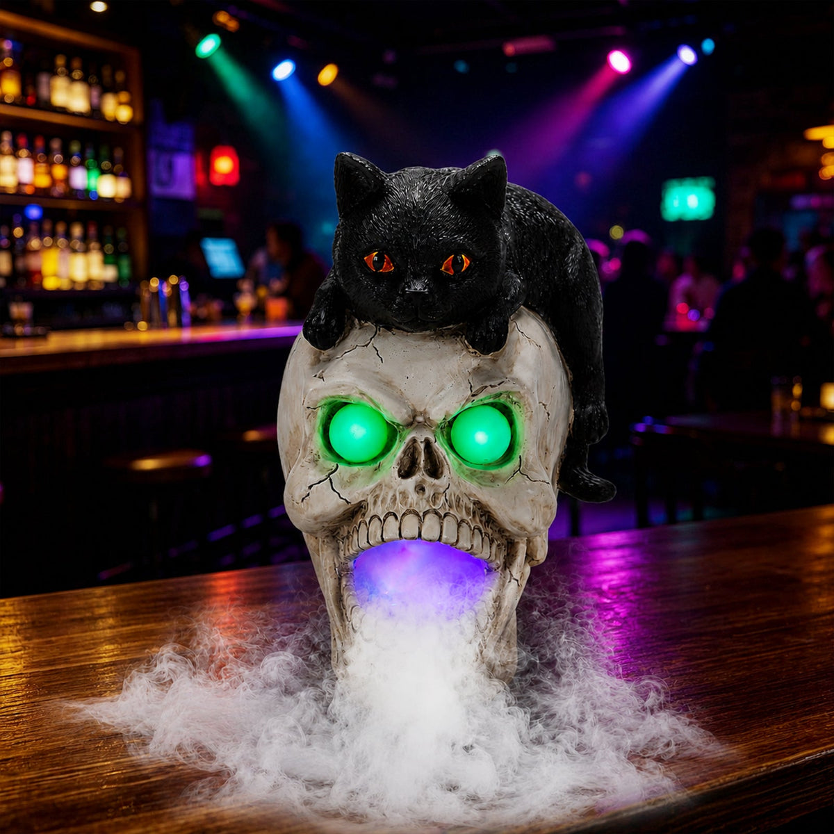 Halloween Cat Skull Statue