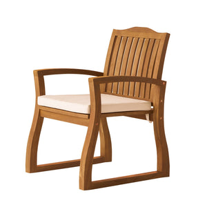 Della Wood Armchair Set of 2 Outdoor Dining Chairs - Cream