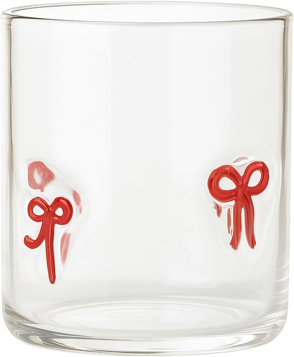 Khen Red Bowtie Tumbler Set Unique Lightweight Acrylic Clear Drinkware Vintage Aesthetic Barware Cup - Set of 2 Clear