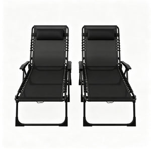 2pcs Folding Chaise Lounge Pool Chairs