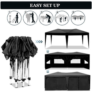 10'x20' Folding Canopy with 6 Removable Sidewalls Outdoor Shelter