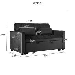 3 In 1 Pull Out Couch Convertible Sofa Bed With Reclining Backrest