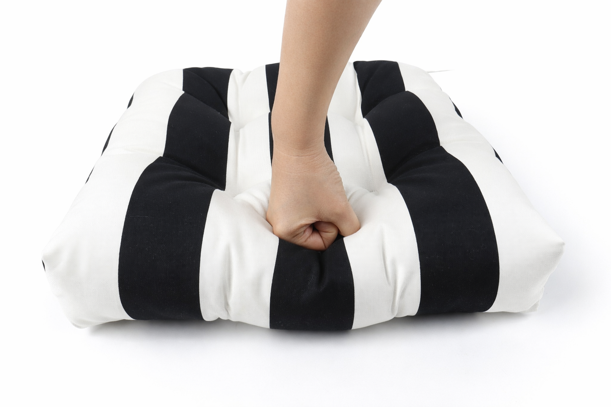 Outdoor Chair Cushions Set of 2 – Black/White Striped