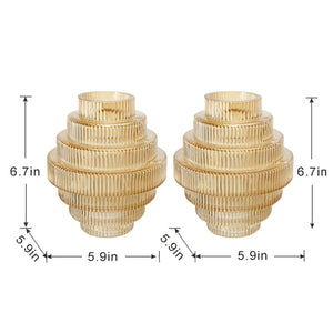 Tiered Geometric Amber Luster Glass Vase Set of 2 - Clear Amber