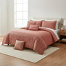 Botanical 5-Piece Comforter Set - Pintuck Bedding with Abstract Wave Design