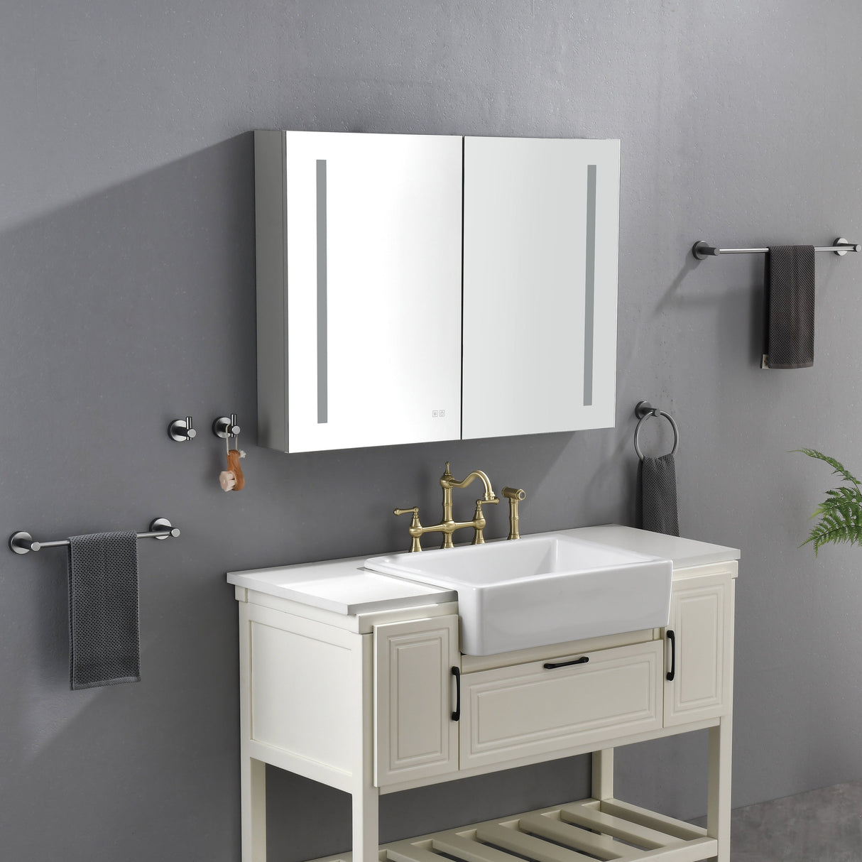 LED Large Rectangular Aluminum Alloy Surface Mount Medicine Cabinet